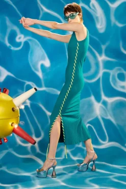 Rib Blix Dress With Whip Stitch